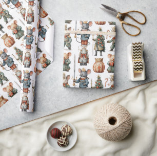 Papel De Regalo Ratas Cascanueces Navideñas Caprichosas