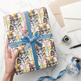 Papel De Regalo Ratón acuarela con anteojos