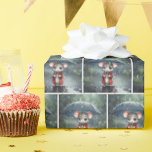 Papel De Regalo Ratón bajo un paraguas