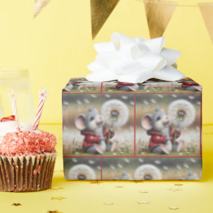 Papel De Regalo Ratón con un Dandelion