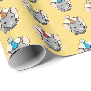 Papel De Regalo Ratón cumpleaños en queso polka