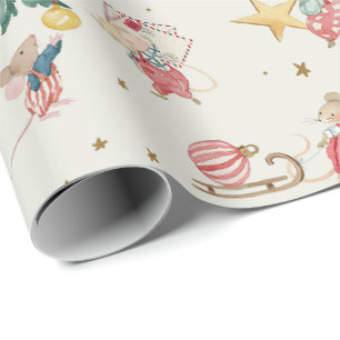 Papel De Regalo Ratón de Navidad Xmas Fiesta Mousekin Yule Inviern
