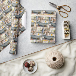 Papel De Regalo Ratón en baño de burbujas con patito amarillo