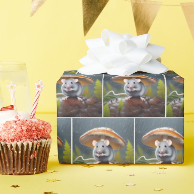 Papel De Regalo Ratón gris bajo taburete (Fiesta de cumpleaños )