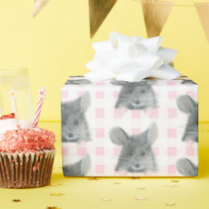 Papel De Regalo Ratón gris en Gingham