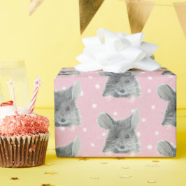 Papel De Regalo Ratón gris sobre puntos de polka