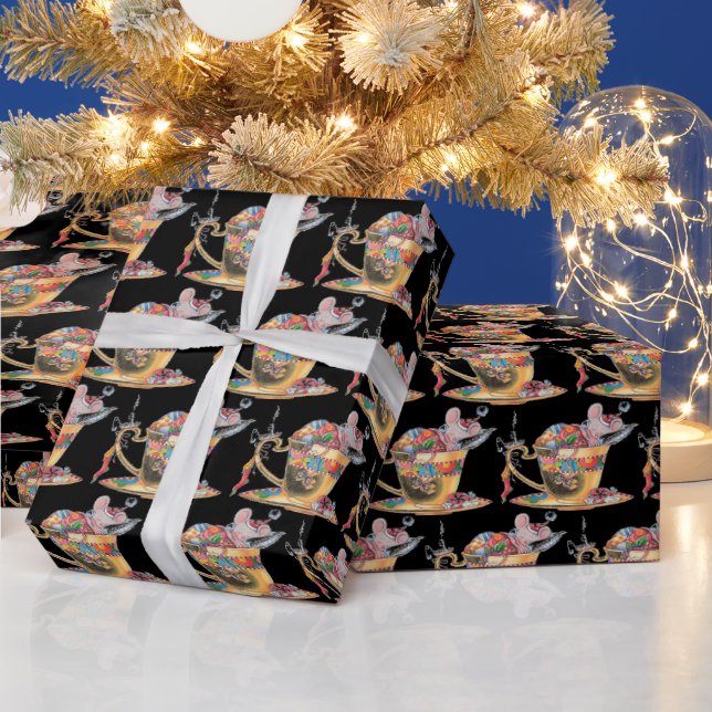 Papel De Regalo Ratón lindo en Navidades de la Copa de Té (Vacaciones)