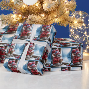 Papel De Regalo Ratón navidad con cacao caliente