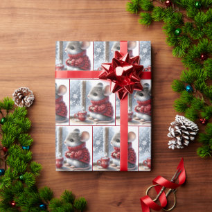 Papel De Regalo Ratón navidad con cacao caliente al vapor