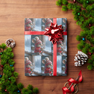 Papel De Regalo Ratón navidad con cacao caliente al vapor