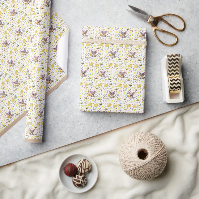 Papel de Regalo Ratón Queso Amarillo Estrellas Cam (Artesanía)