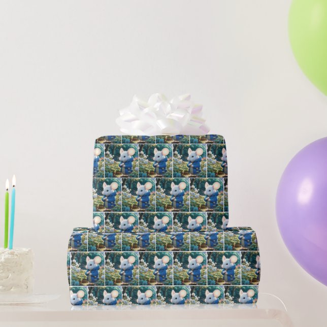 Papel De Regalo Ratones Blancos En Jardín (Regalos de fiesta)