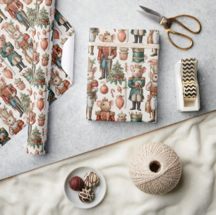 Papel De Regalo Ratones Cascanueces Festivos con Decoración Navide