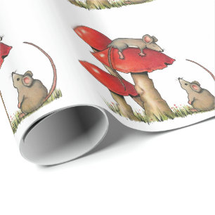 Papel De Regalo Ratones con los Toadstools, ratón el dormir, lind