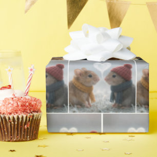 Papel De Regalo Ratones Con un Corazón Helado