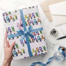Papel De Regalo Ratones de cumpleaños divertidos con puntos de pol