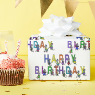 Papel De Regalo Ratones de cumpleaños en blanco