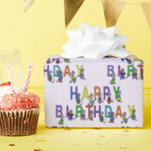 Papel De Regalo Ratones de cumpleaños en morado