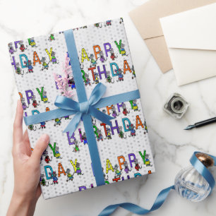 Papel De Regalo Ratones divertidos de cumpleaños con lunares