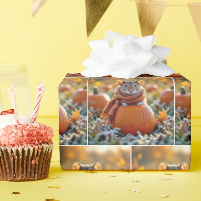 Papel De Regalo Ratones En Calabazas De Otoño (Fiesta de cumpleaños )