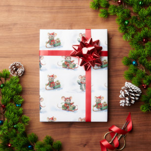 Papel De Regalo Ratones Navidades Cuidados En Nieve