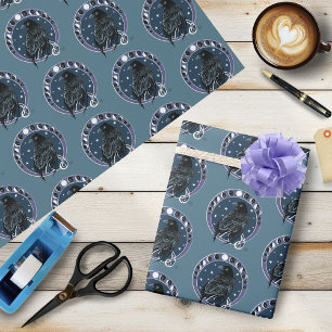 Papel De Regalo Raven Moon Phases Stars Blue