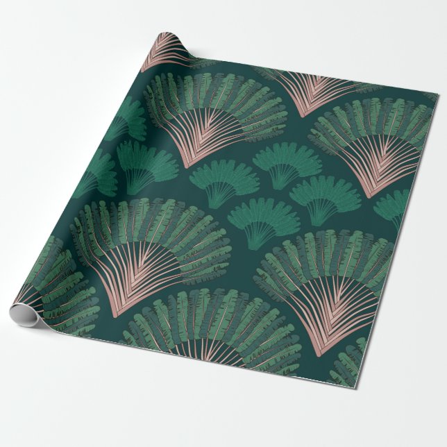 Papel De Regalo Ravenala madagascariensis seamless pattern. Vintag (Desenrollado)