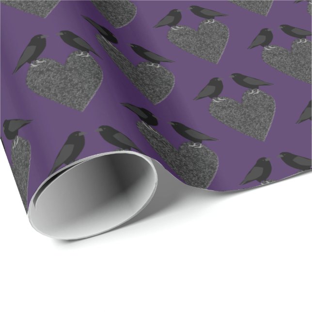 Papel De Regalo Ravens góticas y corazón negro (Esquina del rollo)