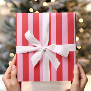 Papel De Regalo Raya Audaz Rosa y Rojo Moderno 