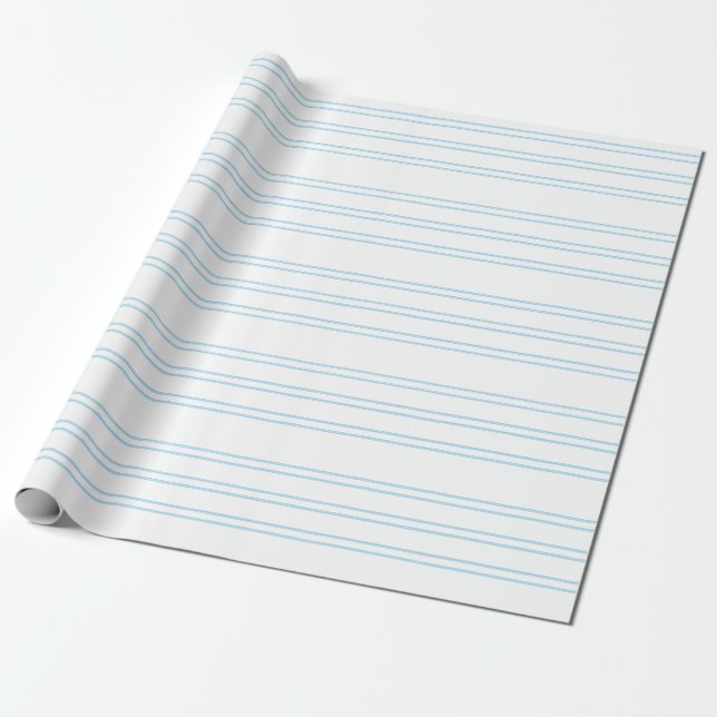 Papel De Regalo Raya azul suave en blanco, abrigo de regalo (Desenrollado)