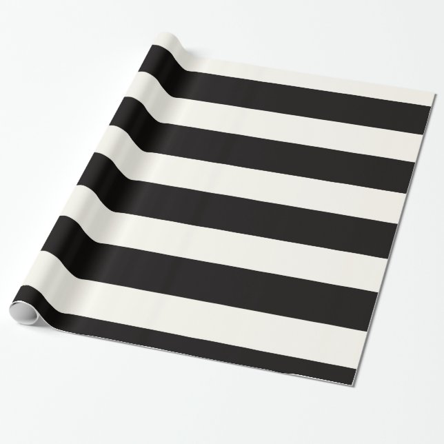 Papel De Regalo Raya blanco y negro (Desenrollado)
