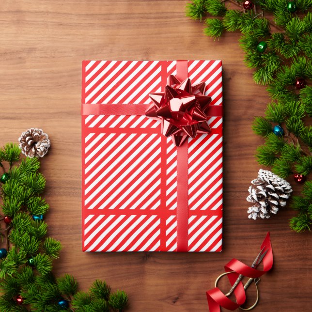 Papel De Regalo raya de caramelo roja de navidad (Regalo de vacaciones)