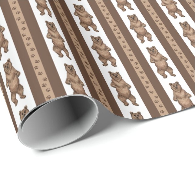 Papel De Regalo raya de oso Kodiak (Esquina del rollo)