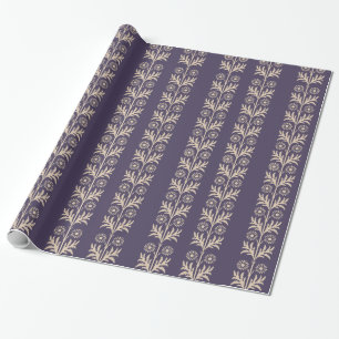 Papel De Regalo Raya floral púrpura de los artes y de los artes