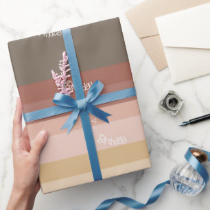 Papel De Regalo Raya moderna rosa y marrón