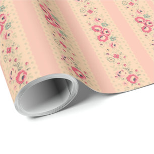 Papel De Regalo Raya retra del vintage lamentable rosado rústico
