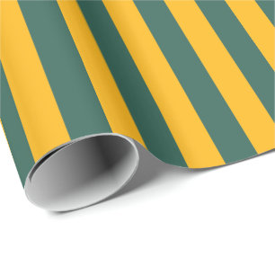 Papel De Regalo Raya vertical de oro verde y amarillo