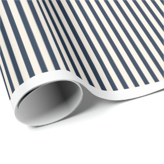 Papel de Regalo Rayado Azul Marino y Marfil