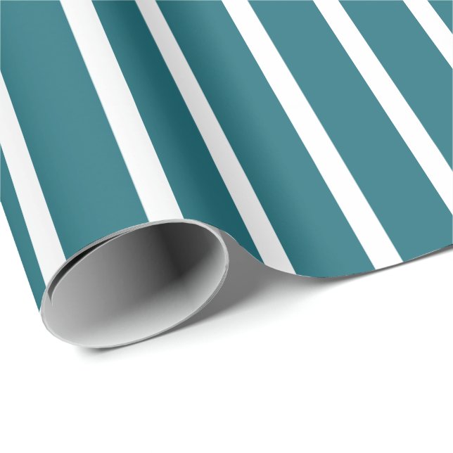 Papel De Regalo Rayado de Verde Azul y Blanco (Esquina del rollo)