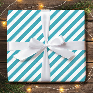 Papel De Regalo Rayado Diagonal vacaciones Simple Blanco Verde azu