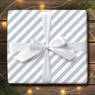 Papel De Regalo Rayado Diagonal vacaciones Simple Gris Blanco