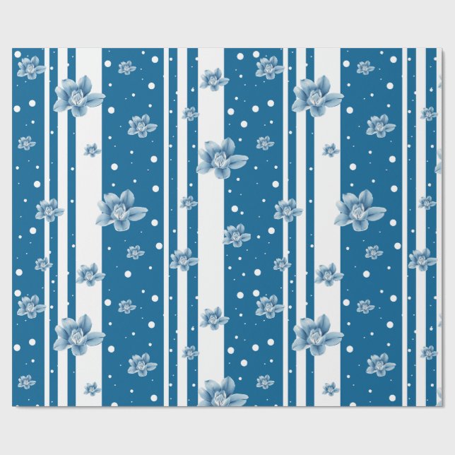 Papel de regalo rayado floral  (Superficie plana)