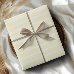 Papel De Regalo Rayado Horizontal Blanco Crema