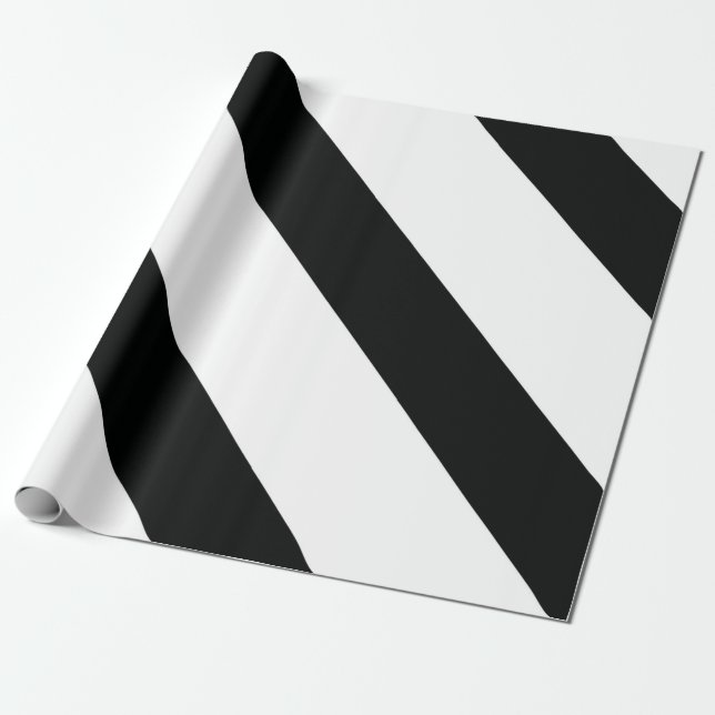 Papel De Regalo Rayado (negro y blanco | Diagonal) Cualquier Perso (Desenrollado)