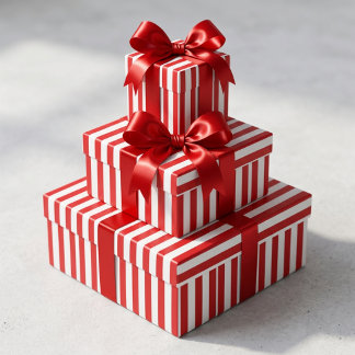 Papel De Regalo Rayado Rojo Y Blanco