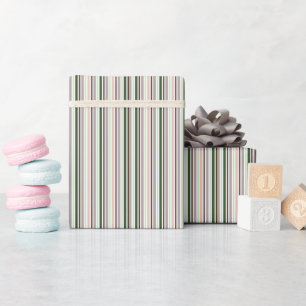 Papel De Regalo Rayado Verde Melocotón Marrón Taupe