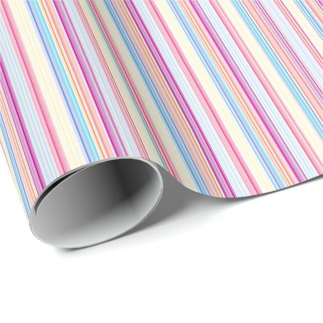 Papel De Regalo Rayas a rayas rosa pastel (Esquina del rollo)