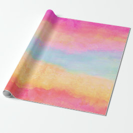 Papel De Regalo Rayas abstractas de arcoiris amarillo rosa azul