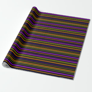 Papel De Regalo Rayas Amarillas Naranjas Azules Moradas y Negras
