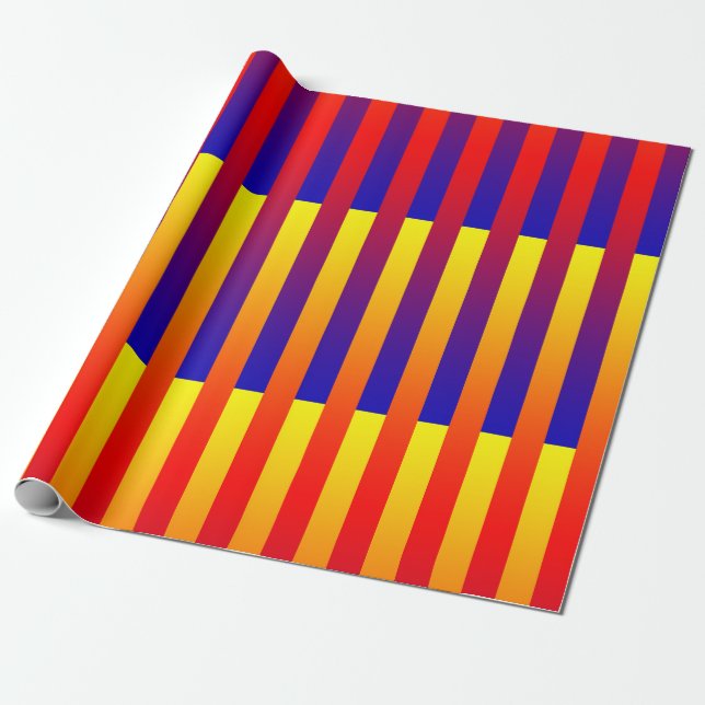 Papel De Regalo Rayas amarillas rojas azules (Desenrollado)